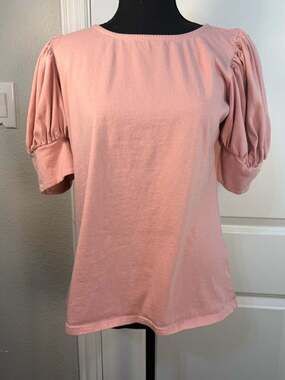 Dorose Pink Puff Sleeve Button Cuff Top Size M